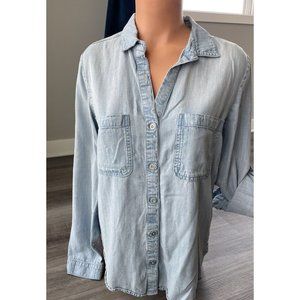 Cloth And Stone Blue Lyocell Button Up Shirt Size S Long Sleeve Soft A7